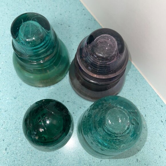 Whitall Antique Insulator Glass Collection Set of 4 Decor - Picture 5 of 16